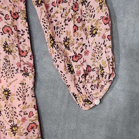 Velvet by Graham & Spencer Aubrey Printed Peasant Dress Pink Floral Print Medium - Picture 6 of 14